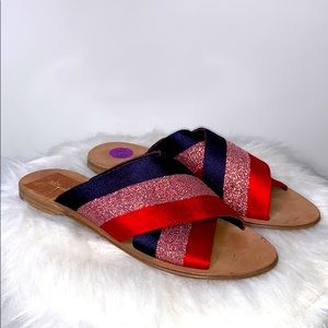 DIANE VON FURSTENBERG Stripe Bailie 2 Slide Sandal